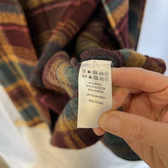 Rachel Zoe S Purple‎ Yellow Plaid Wool Blend Open Blazer Jacket Coat Fall Autumn - Picture 5 of 12